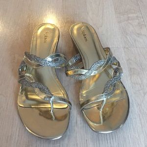 Style & co gold wedge shoes
